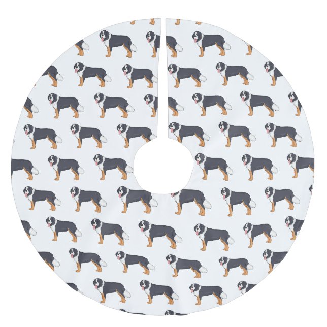 Bernese mountain dog cartoon illustration brushed polyester tree skirt (Front)