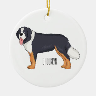 Bernese mountain dog cartoon illustration ceramic ornament