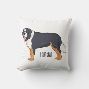 Bernese mountain dog cartoon illustration cushion