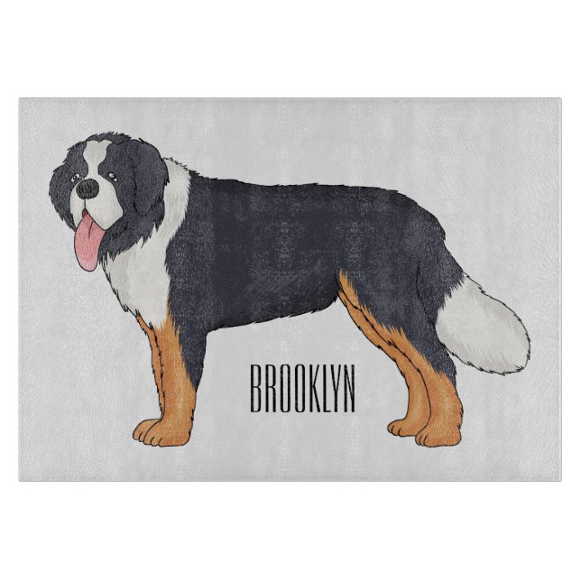 Bernese mountain dog cartoon illustration cutting board (Front)