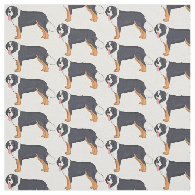 Bernese mountain dog cartoon illustration fabric (Swatch)