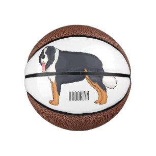 Bernese mountain dog cartoon illustration mini basketball