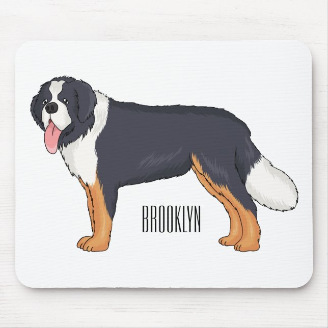Bernese mountain dog cartoon illustration mouse pad (Front)