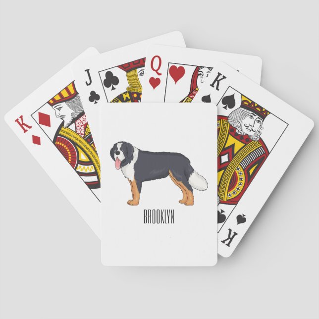 Bernese mountain dog cartoon illustration playing cards (Back)