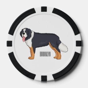 Bernese mountain dog cartoon illustration poker chips