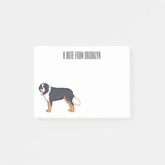 Bernese mountain dog cartoon illustration post-it notes (Front)