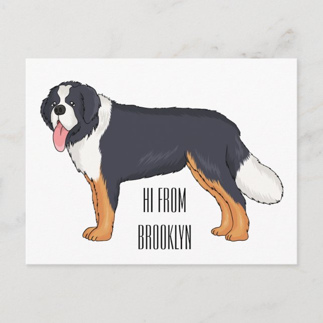 Bernese mountain dog cartoon illustration postcard (Front)