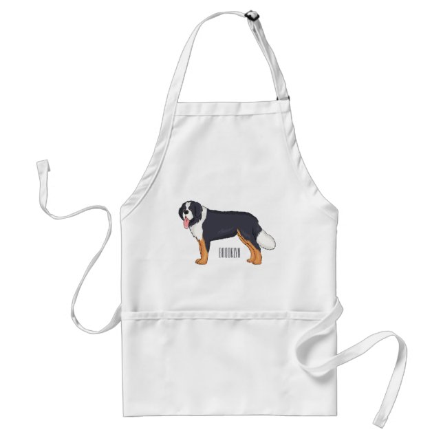 Bernese mountain dog cartoon illustration standard apron (Front)