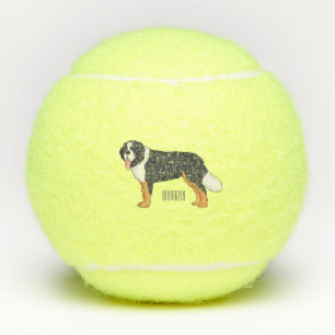 Bernese mountain dog cartoon illustration tennis balls
