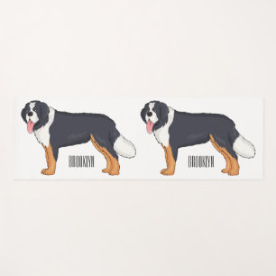 Bernese mountain dog cartoon illustration yoga mat