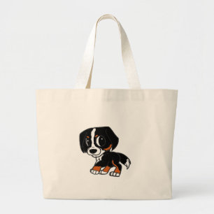 bernese mountain dog cartoon rust large tote bag
