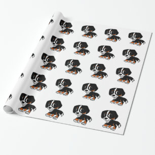 bernese mountain dog cartoon rust wrapping paper
