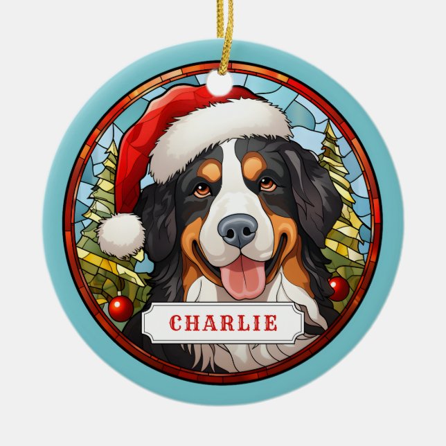 Bernese Mountain Dog Ceramic Circle Ornament (Front)