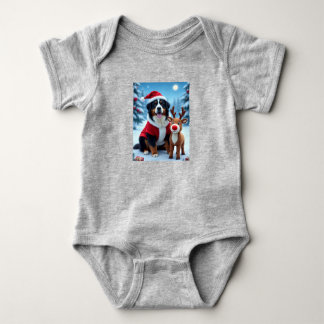 Bernese Mountain Dog Christmas  Baby Bodysuit