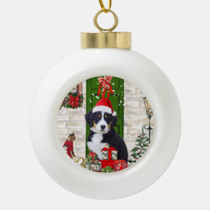 Bernese Mountain Dog Christmas  Ceramic Ball Christmas Ornament