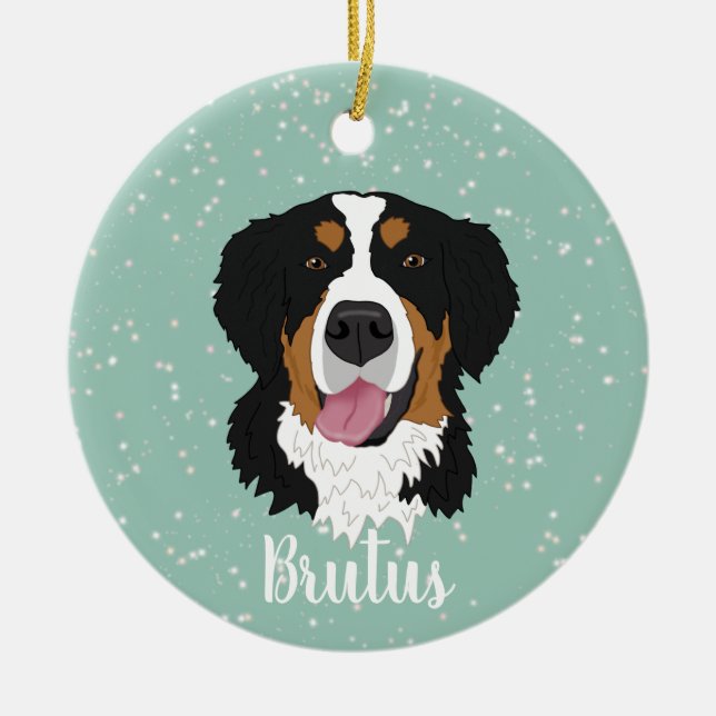 Bernese Mountain Dog Christmas  Ceramic Ornament (Front)