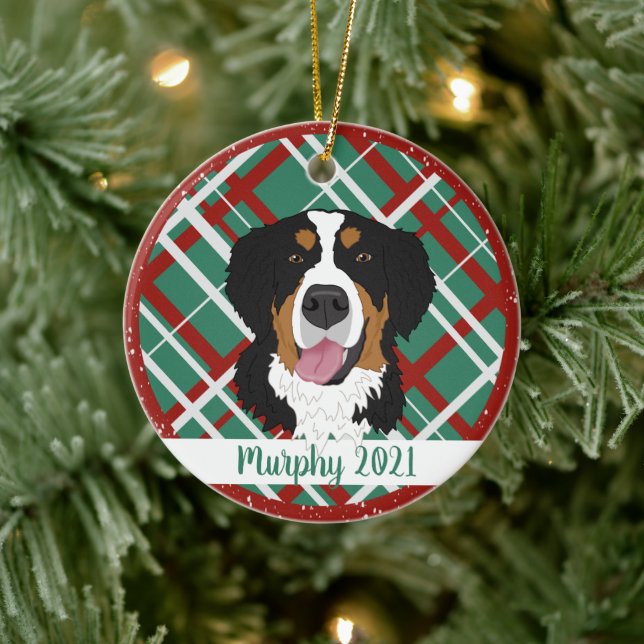 Bernese Mountain Dog Christmas Ceramic Ornament (Tree)