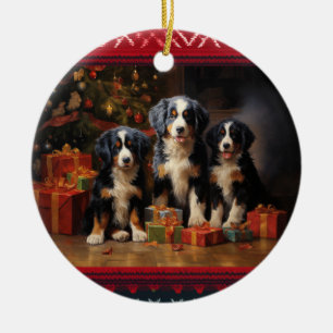 Bernese Mountain Dog Christmas Ceramic Ornament