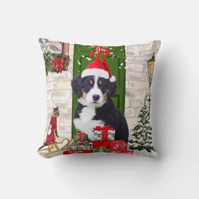 Bernese Mountain Dog Christmas  Cushion (Front)