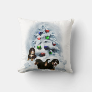 Bernese Mountain Dog Christmas Cushion