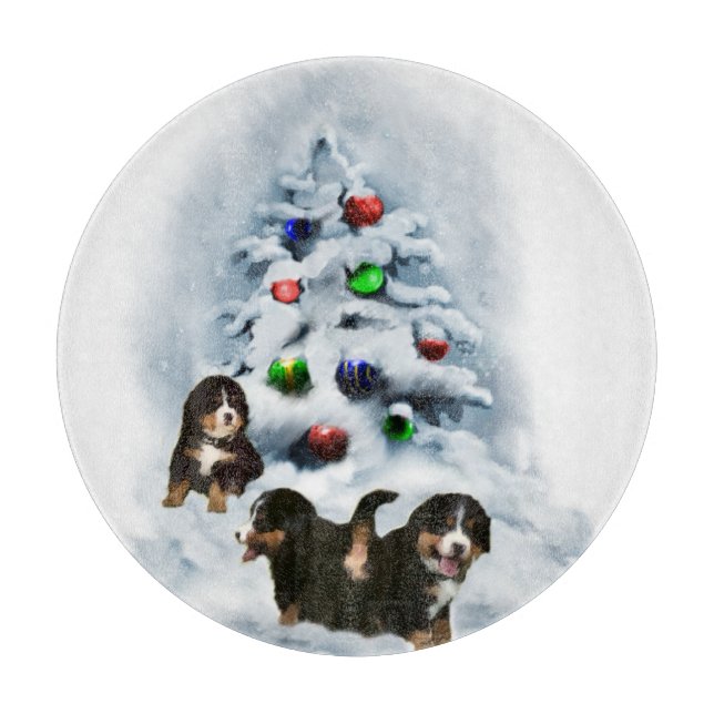 Bernese Mountain Dog Christmas Cutting Board (Front)