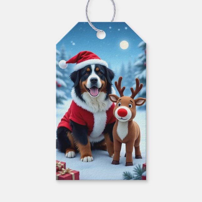 Bernese Mountain Dog Christmas  Gift Tags (Front)