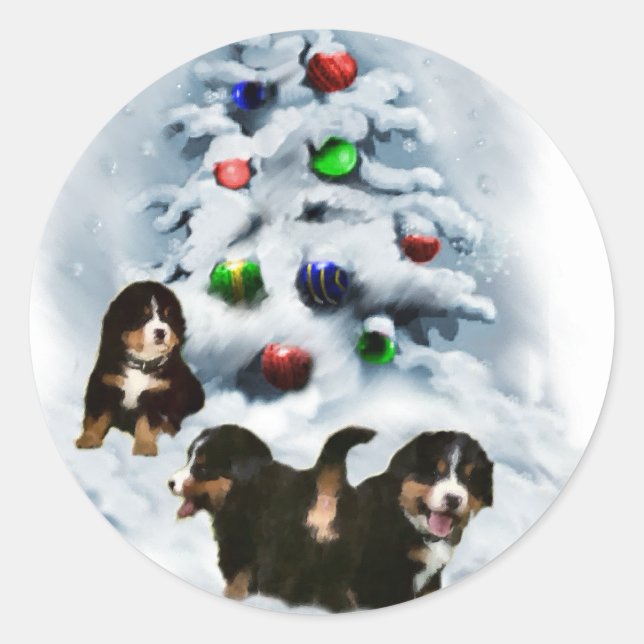 Bernese Mountain Dog Christmas Gifts Classic Round Sticker (Front)