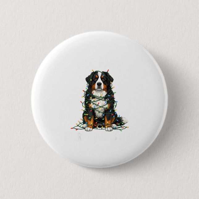 Bernese Mountain Dog Christmas I'm Fine Everything 6 Cm Round Badge (Front)