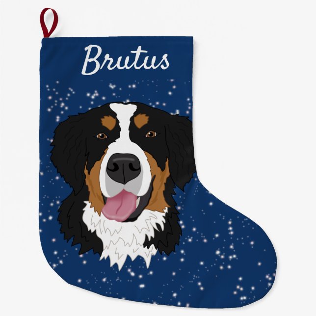 Bernese Mountain Dog Christmas   Large Christmas Stocking (Front)