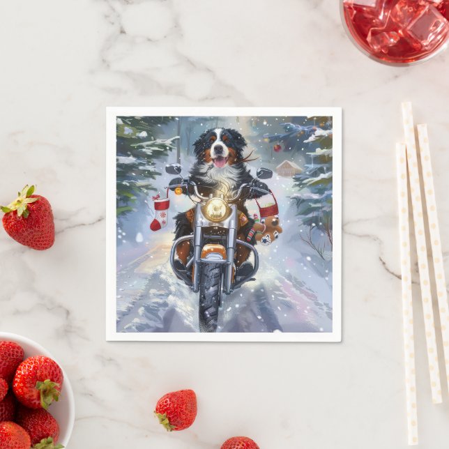 Bernese Mountain Dog Christmas Napkin (Insitu)