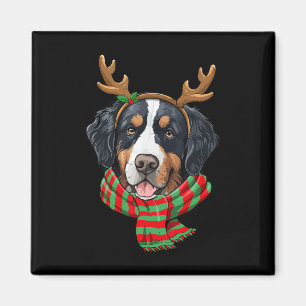 Bernese Mountain Dog Christmas Reindeer Santa Hat  Magnet