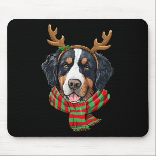 Bernese Mountain Dog Christmas Reindeer Santa Hat Mouse Pad