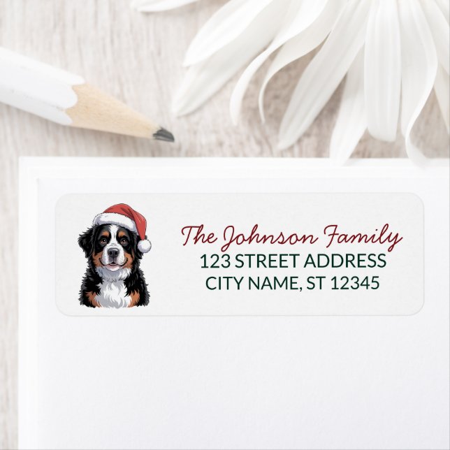 Bernese Mountain Dog Christmas Return Address      Label (Insitu)