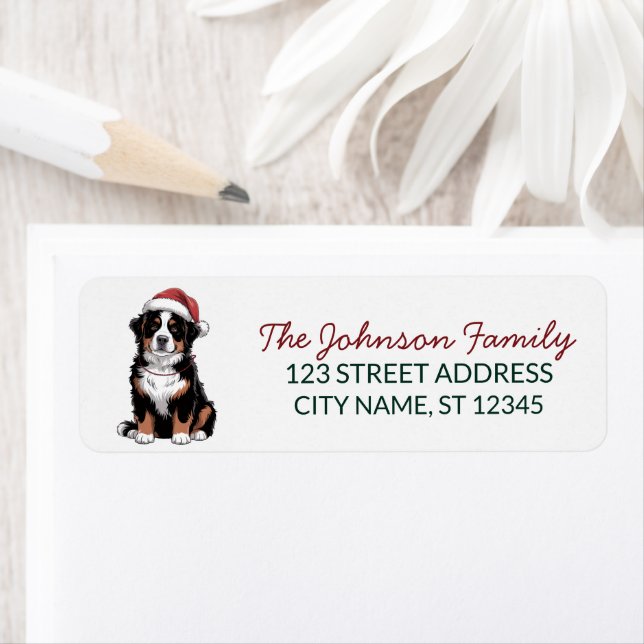 Bernese Mountain Dog Christmas Return Address      Return Address Label (Insitu)