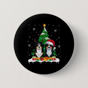Bernese Mountain Dog Christmas Tree Lights Santa R 6 Cm Round Badge
