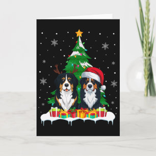 Bernese Mountain Dog Christmas Tree Lights Santa R Card