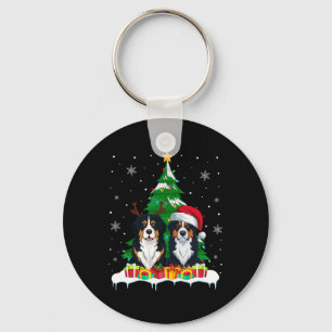Bernese Mountain Dog Christmas Tree Lights Santa R Key Ring