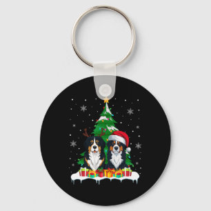Bernese Mountain Dog Christmas Tree Lights Santa R Key Ring