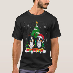 Bernese Mountain Dog Christmas Tree Lights Santa R T-Shirt