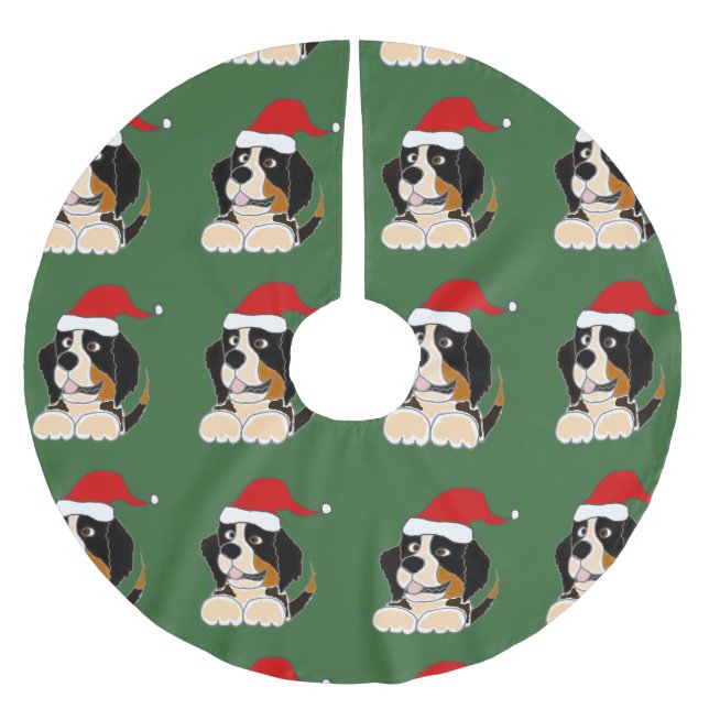 Bernese Mountain Dog Christmas Tree Skirt (Front)