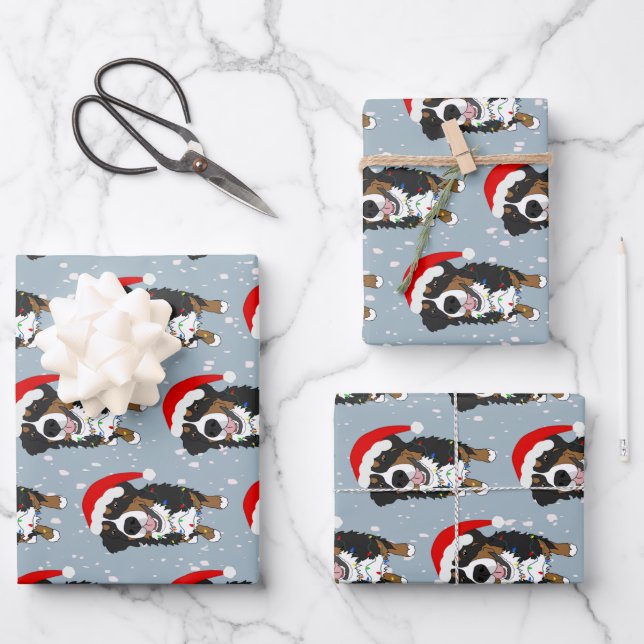 Bernese Mountain Dog Christmas Wrapping Paper Sheet (Front)
