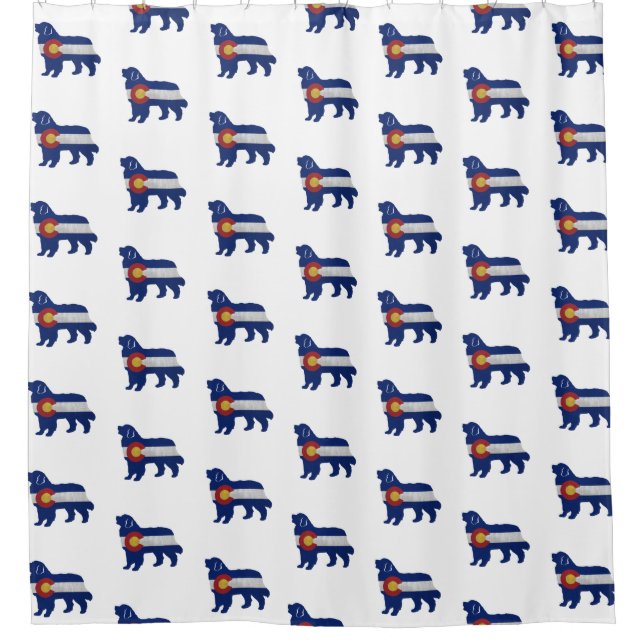 Bernese Mountain Dog Colorado Flag Silhouette Shower Curtain (Front)