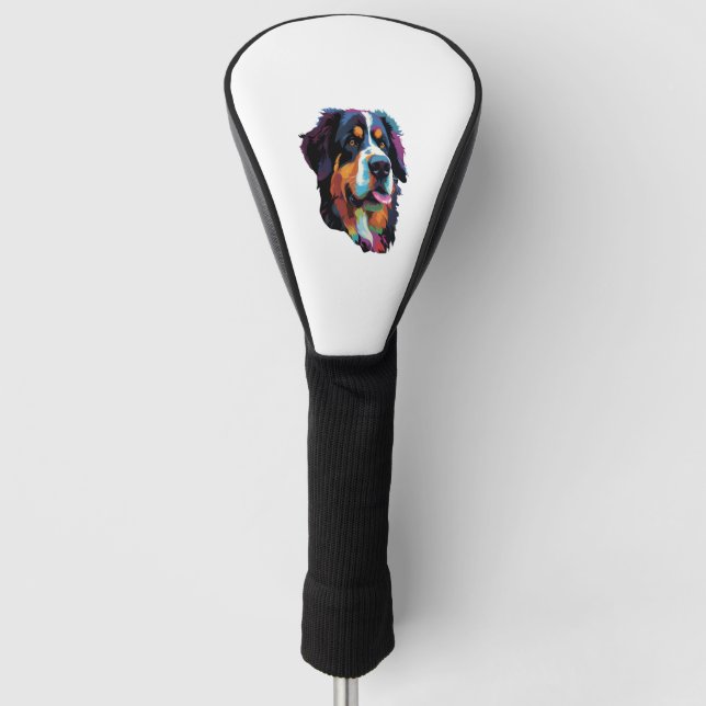 Bernese Mountain Dog Colourful 3 Golf Head Cover (Front)