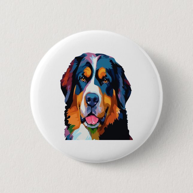 Bernese Mountain Dog Colourful  6 Cm Round Badge (Front)