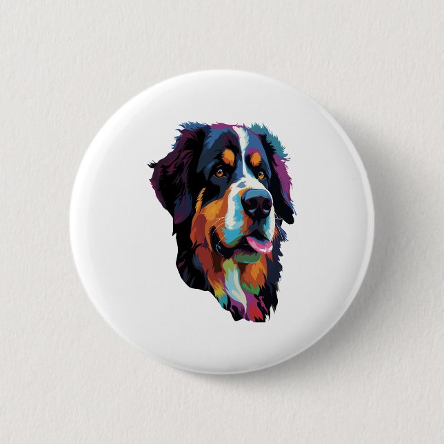 Bernese Mountain Dog Colourful  6 Cm Round Badge (Front)