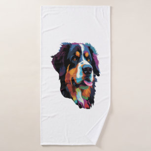 Bernese Mountain Dog Colourful  Bath Towel