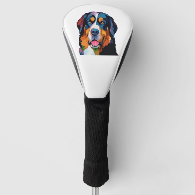 Bernese Mountain Dog Colourful  Golf Head Cover (Front)