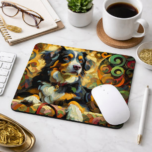 Bernese Mountain Dog Colourful Impressionist Mouse Pad
