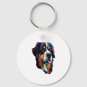 Bernese Mountain Dog Colourful  Key Ring