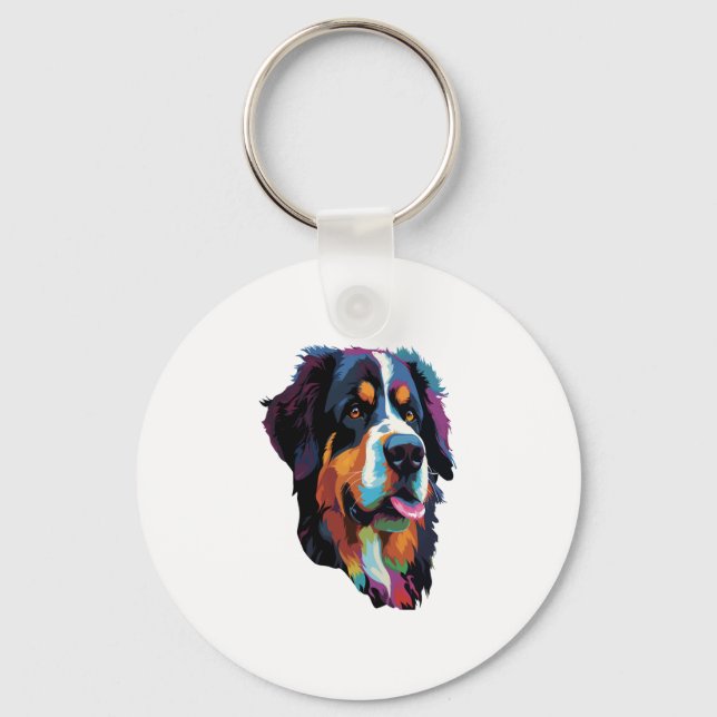Bernese Mountain Dog Colourful  Key Ring (Front)